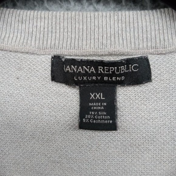 Banana Republic Sweater Mens XXL Beige Brown Colorblock Silk‎ Cotton Cashmere - Picture 2 of 5